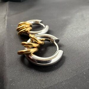 Anthropologie Gold and Silver Hoop Earrings